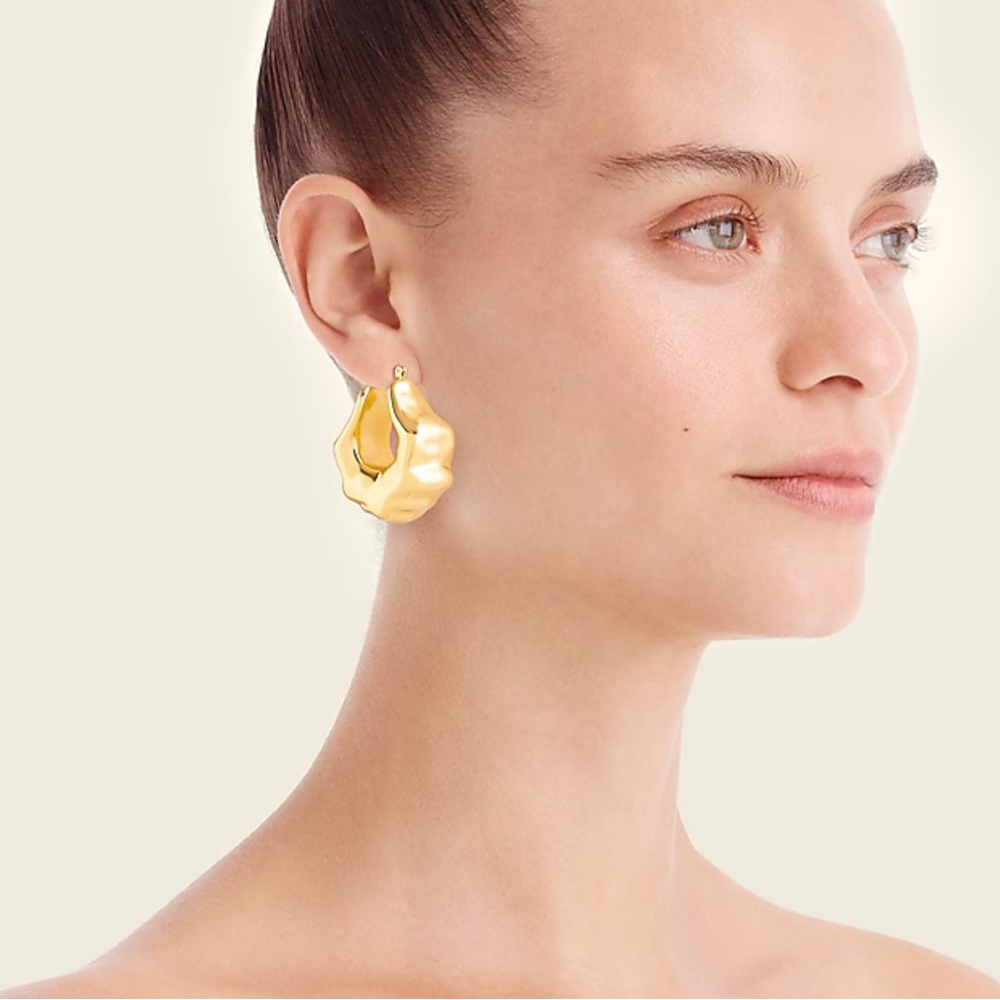 J. Crew chunky gold hoop earrings. - Picture 2 of 2